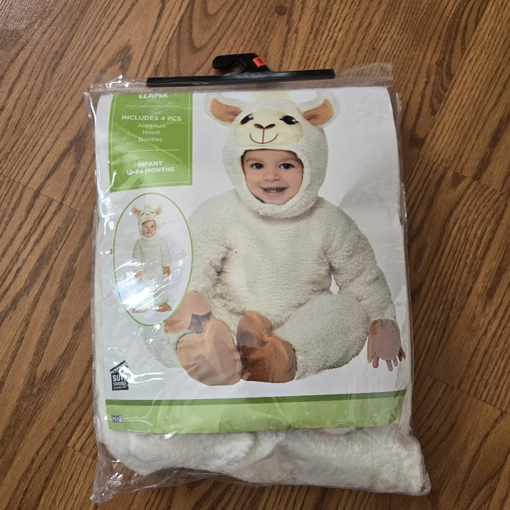 Loveable Llama Halloween Costume Infant Lamb Costume with Hood Booties New 12-24